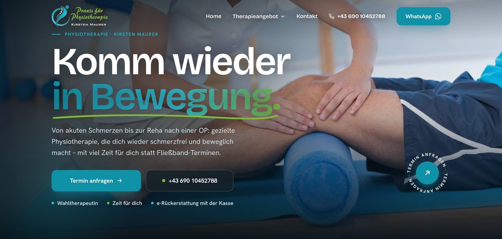 Website Physio Mittersill – Desktop-Ansicht