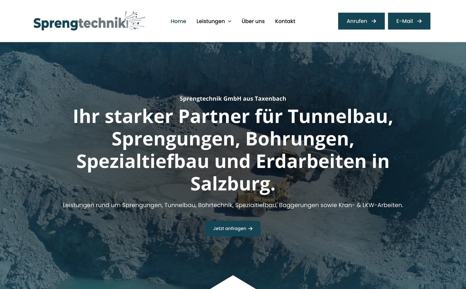 Website Sprengtechnik – Desktop-Ansicht